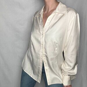 St. John Ivory Silk Poplin Shirt